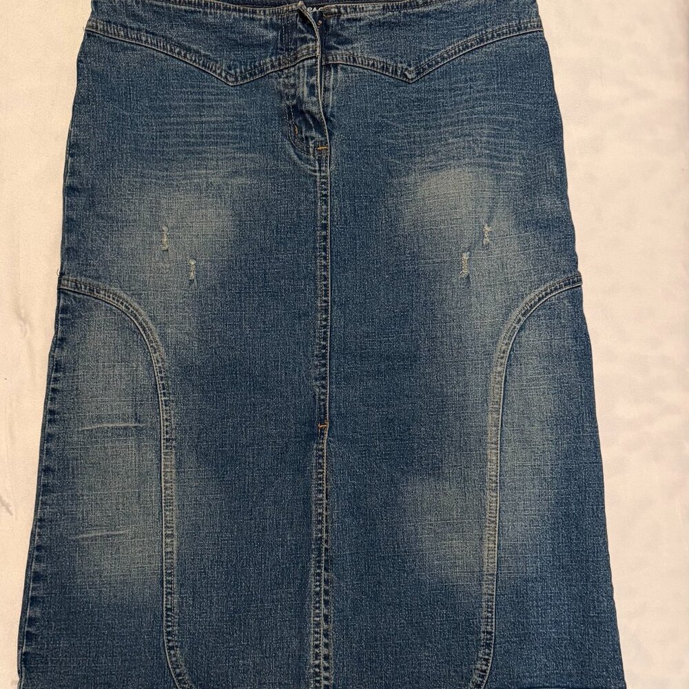 Rampage Blue Denim Skirt – Size 9, Made in USA, Stretch Fit